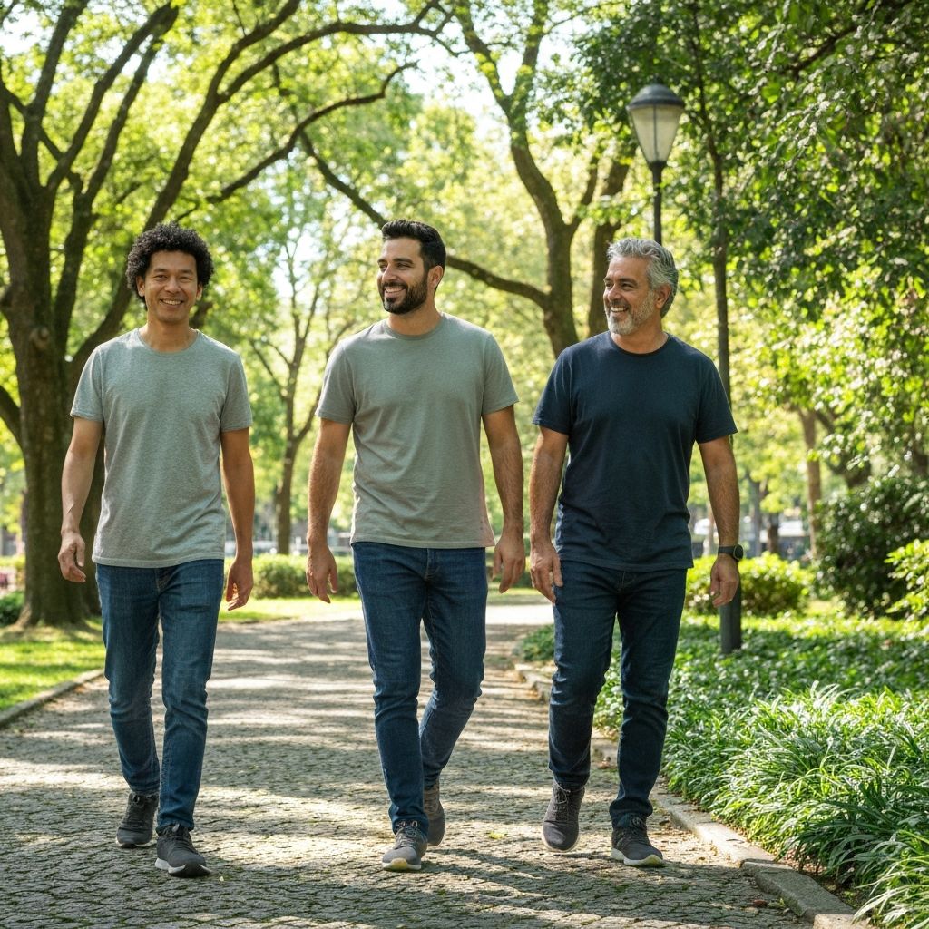 Männer verschiedener Altersgruppen bei alltäglichen Aktivitäten