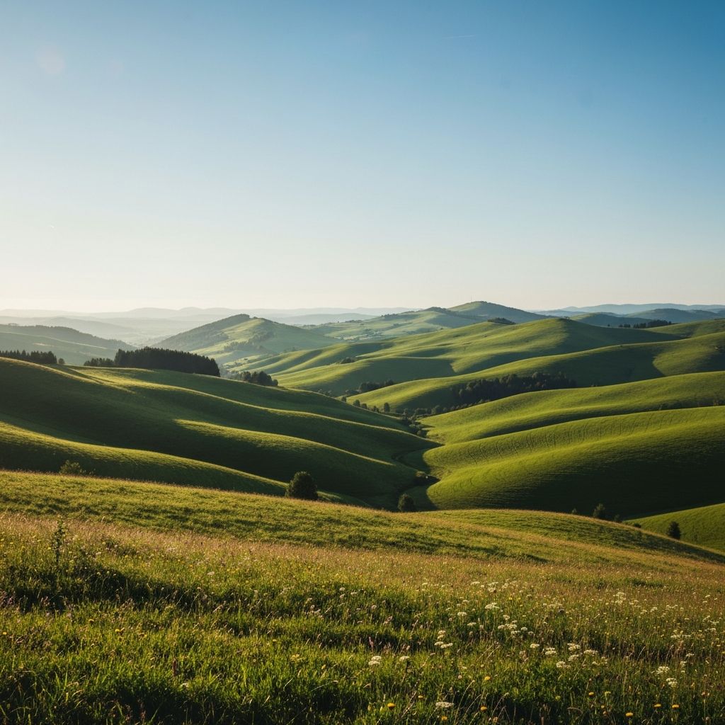 Natürliche Landschaft mit grünen Feldern