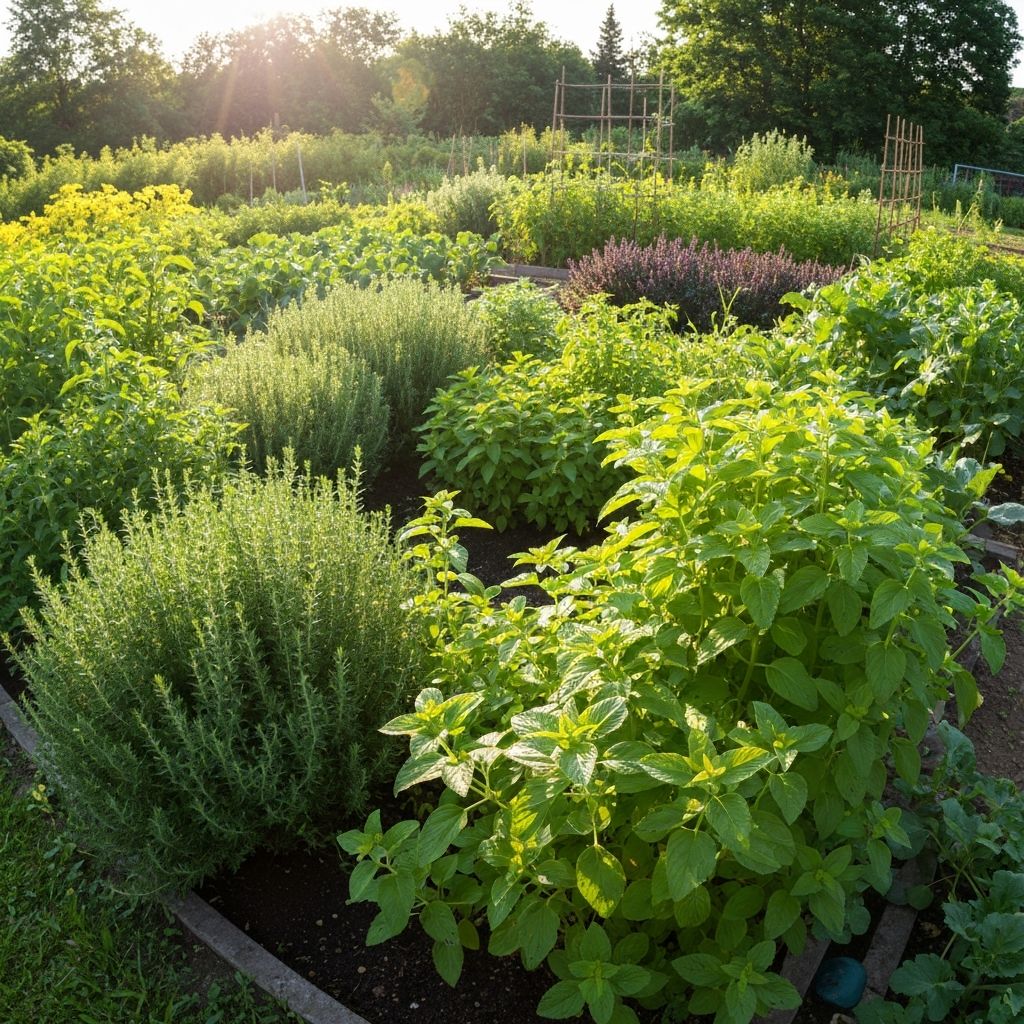 Natürlicher Garten mit verschiedenen Pflanzen